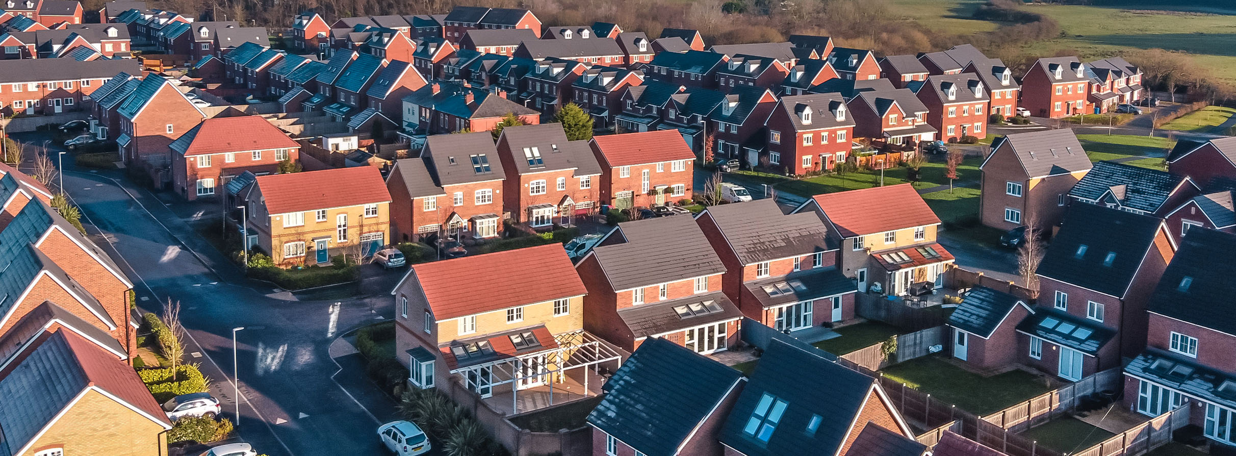 an aerial shot of homes