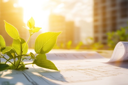 BREEAM - leaves over building plans