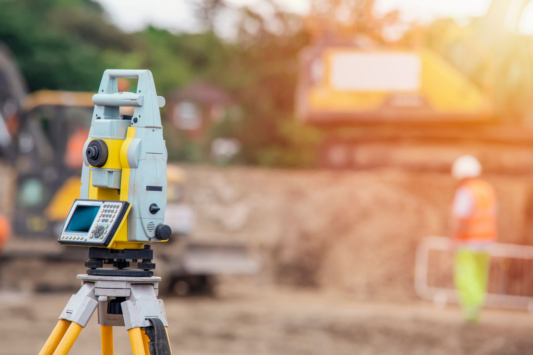 Precision optical instrument used on a construction site