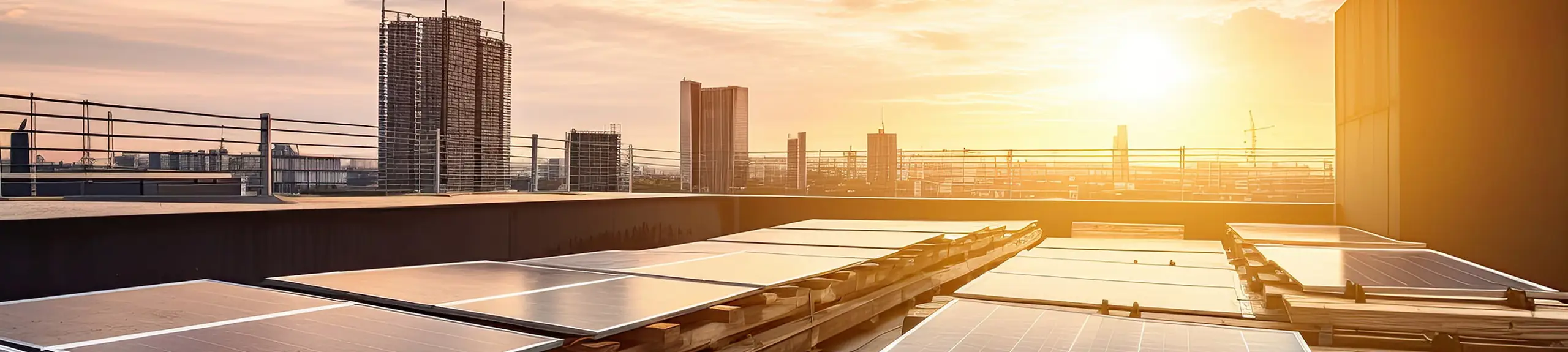 solar panels on a building at sunset  solar panels on a building at sunset